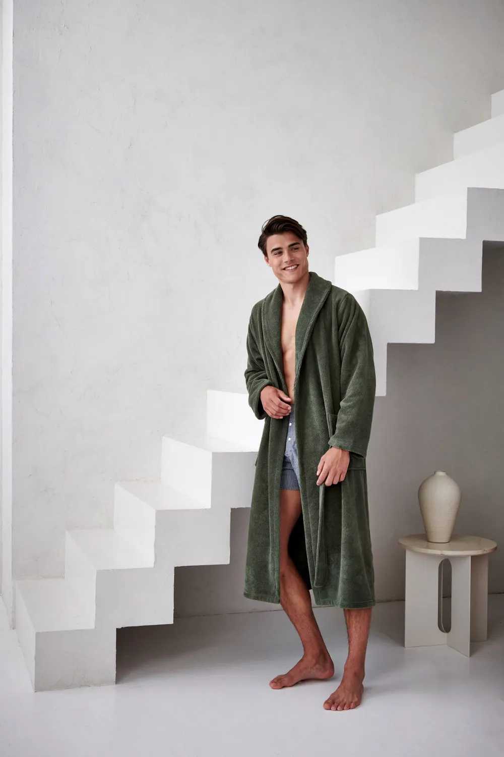 Vandyck Beaumont badekåpe sage green velour bambus