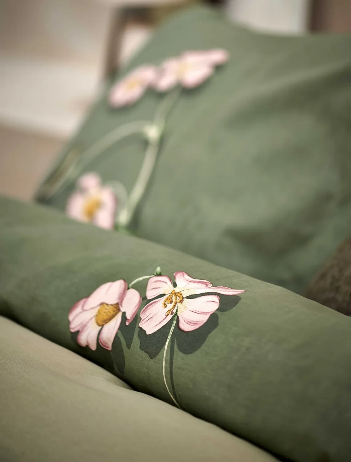 Vandyck Starling dynetrekksett smoke green bomull