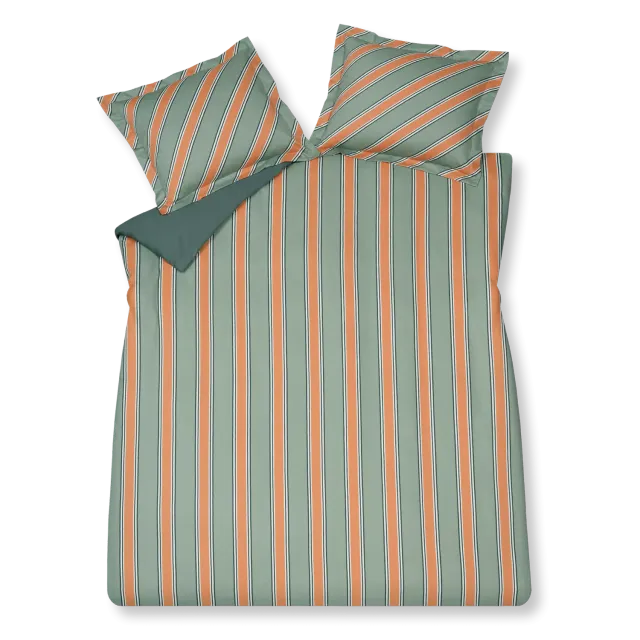 Vandyck Preppy Stripe dynetrekksett 140x200 smoke green sateng