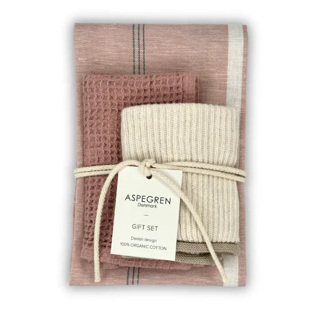 Aspegren Denmark Lychee kjøkkensett 3 deler beige bomull