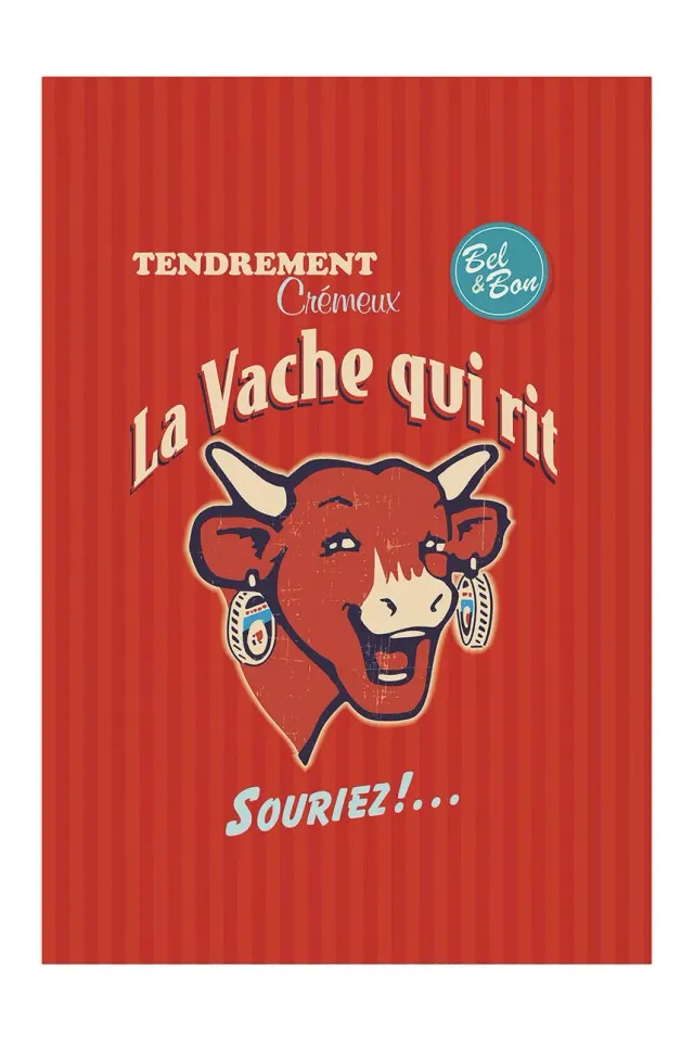 Coucke The Laughing Cow Retro Red and Blue kjøkkenhåndkle rød 2-pk bomull