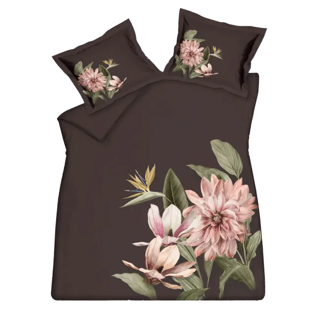 Vandyck Paradise Bloom dynetrekk 140x200 chocolate sateng