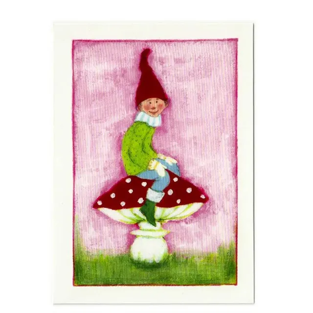 Aspegren Denmark Pixy on Mushroom postkort 11x16 cm dobbelt