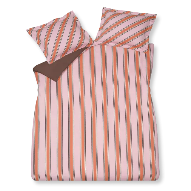 Vandyck Preppy Stripe dynetrekksett 140x200 rosa sateng