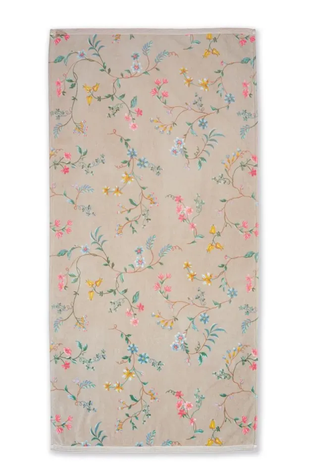 Pip Studio Les Fleurs badehåndkle 140x70 cm khaki bomull