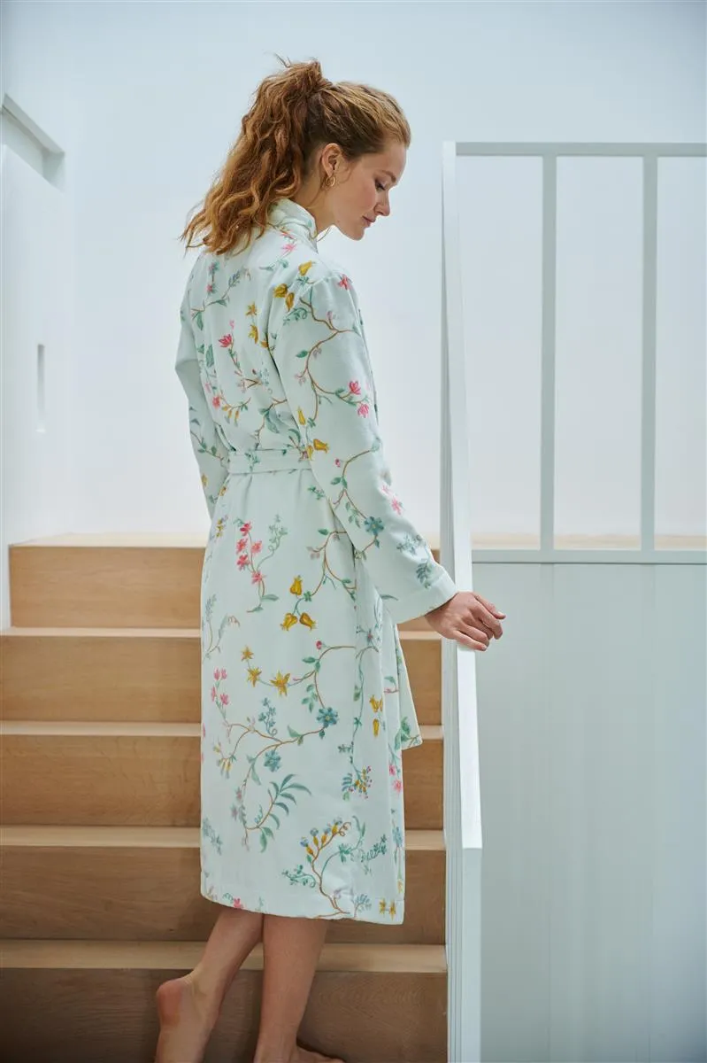 Pip Studio Les Fleurs badekåpe hvit blomster bomull