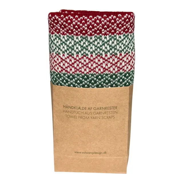 Solwang Design restgarn jacquard håndkle rød grønn