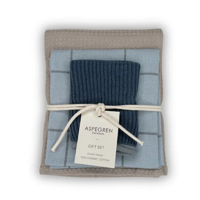 Aspegren Denmark Blue Cheese gavesett 3 deler økologisk bomull