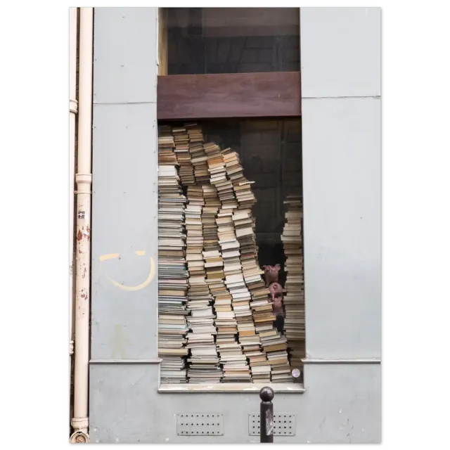 Hellstrøm Bookstore Rue Vivienne Paris plakat 50x70 cm halvblank