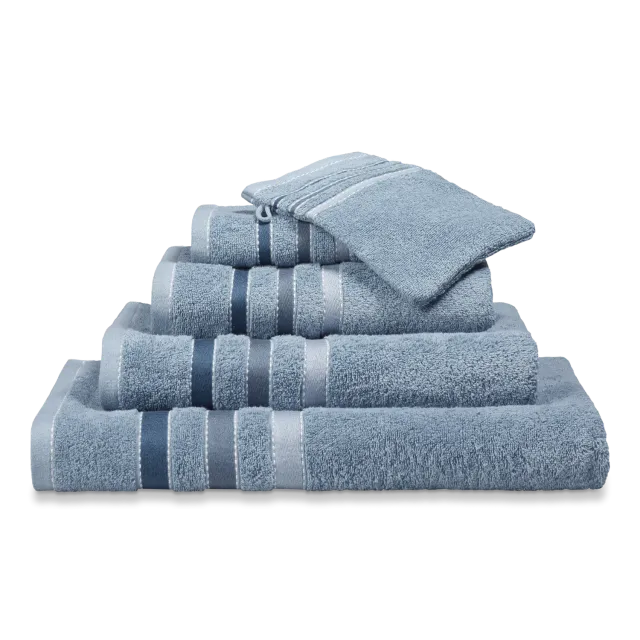 Vandyck Prestige Lines badehåndkle dusty blue 90x180 stripet