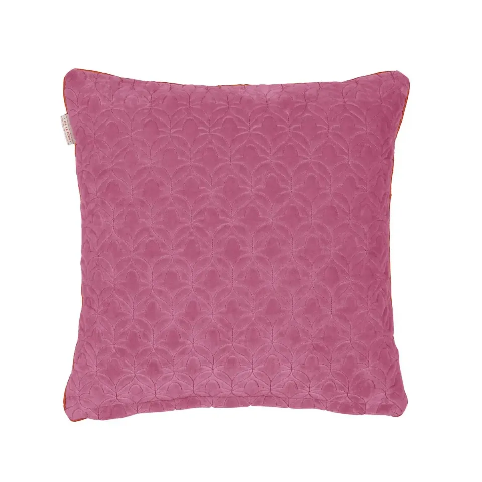 Pip Studio Quilty Dreams pyntepute korallrød 45x45 cm fløyel