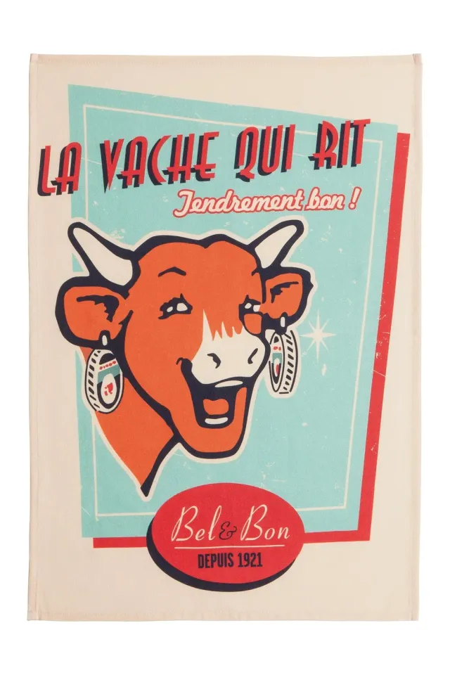 Coucke Laughing Cow Retro Vanilla kjøkkentørkle beige 50x75