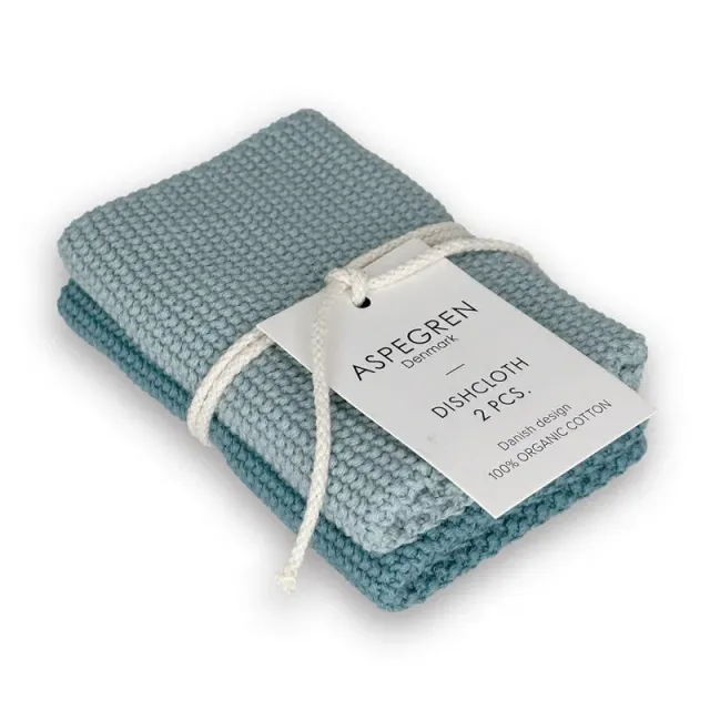 Aspegren Denmark Solid kjøkkenklut aqua 25x25 cm 2-pk