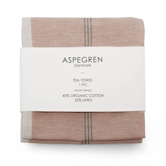 Aspegren Denmark Pinstripe Latte viskestykke 50x70 cm linblanding