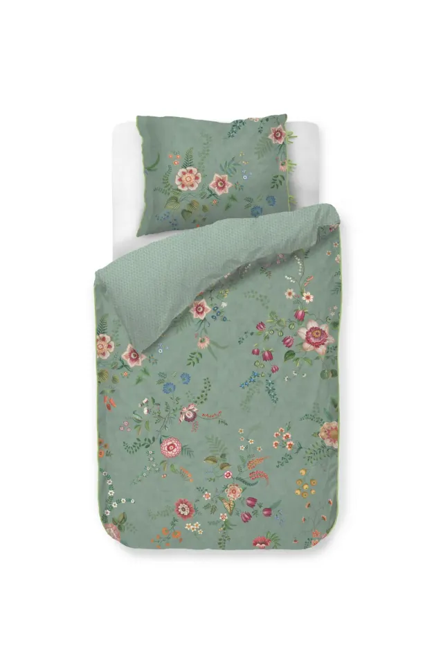 Pip Studio Everbloom dynetrekk 140x200 grønt blomster