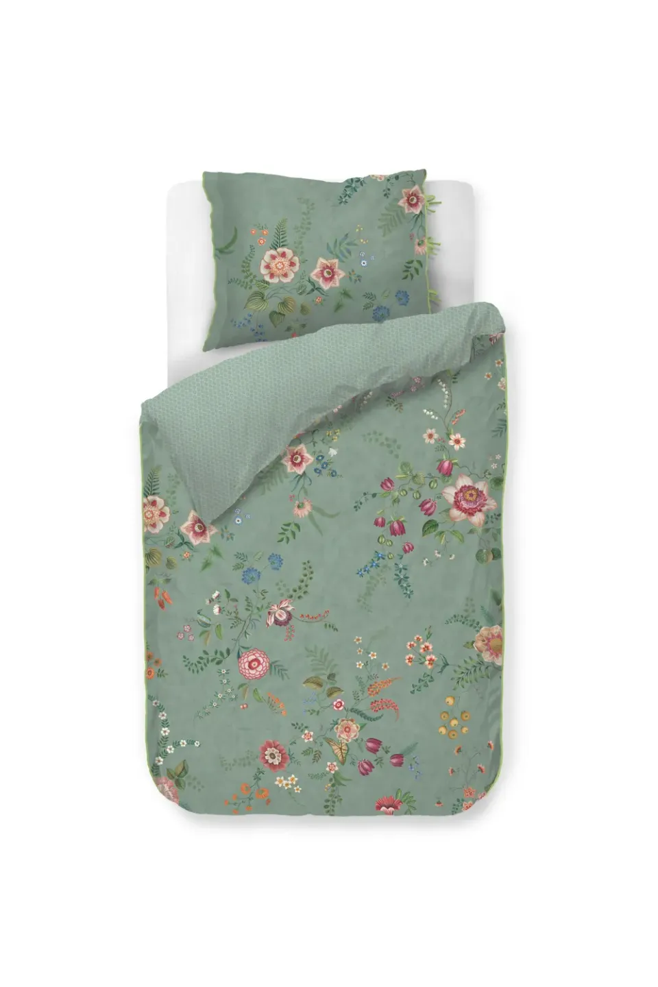 Pip Studio Everbloom dynetrekk 140x200 grønt blomster
