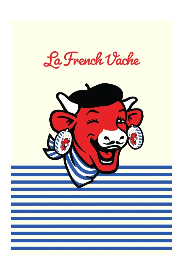 Coucke Le Vache Qui Rit Beret kjøkkenhåndkle elfenben 50x75