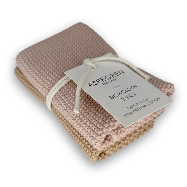 Aspegren Solid strikkede karkluter macaroon 25x25 cm 2-pk