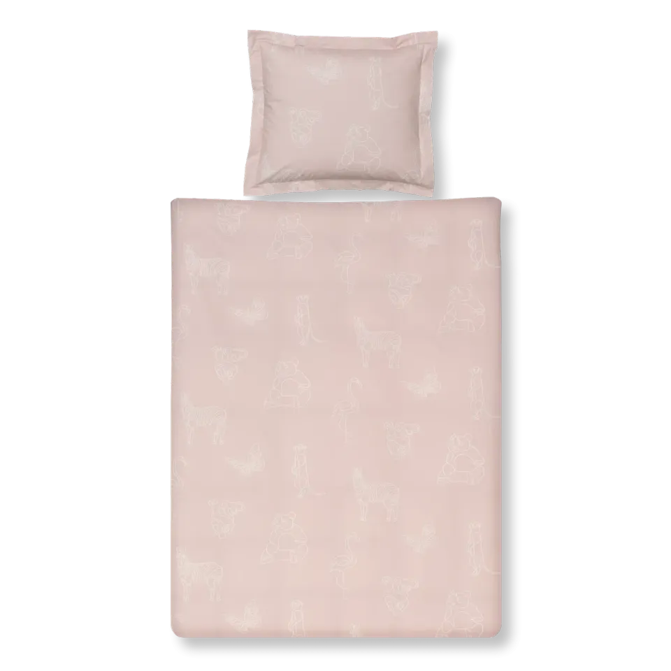 Vandyck Animal Kids dynetrekksett 120x150 rosa bomull