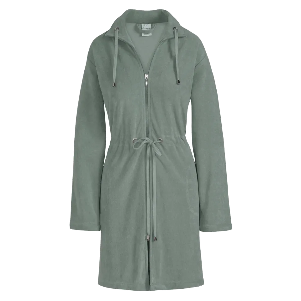 Vandyck Vogue badekåpe røykgrønn Large kort glidelås