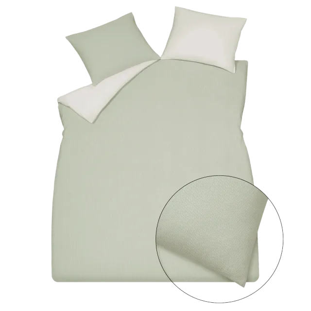 Vandyck Pure 89 dynetrekksett smoke green 140x200 stripete