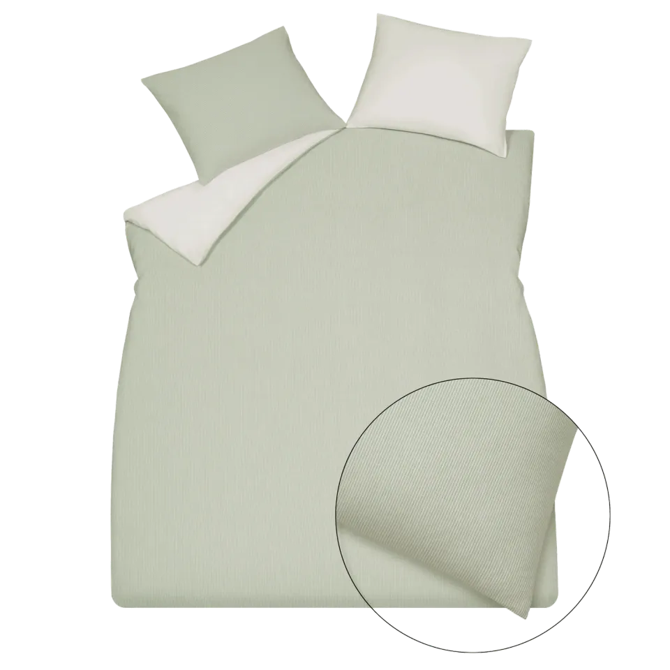 Vandyck Pure 89 dynetrekksett smoke green 140x200 stripete