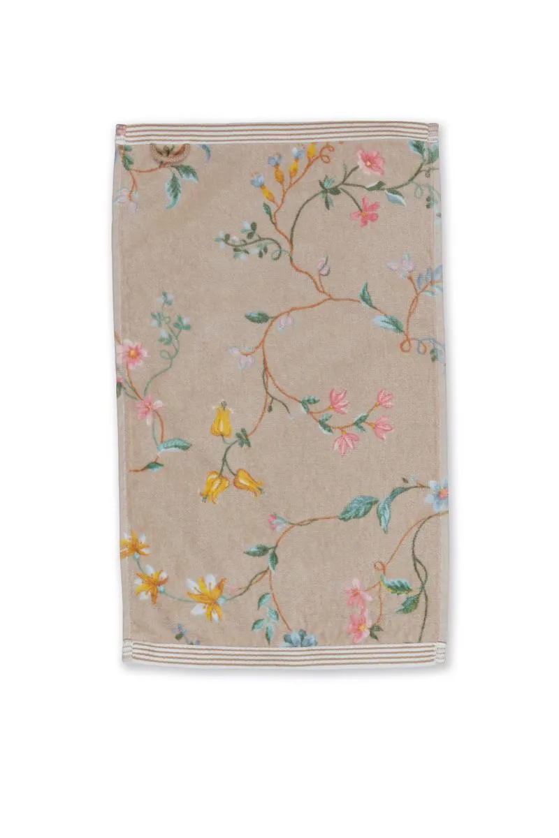 Pip Studio Les Fleurs badehåndkle 140x70 cm khaki bomull