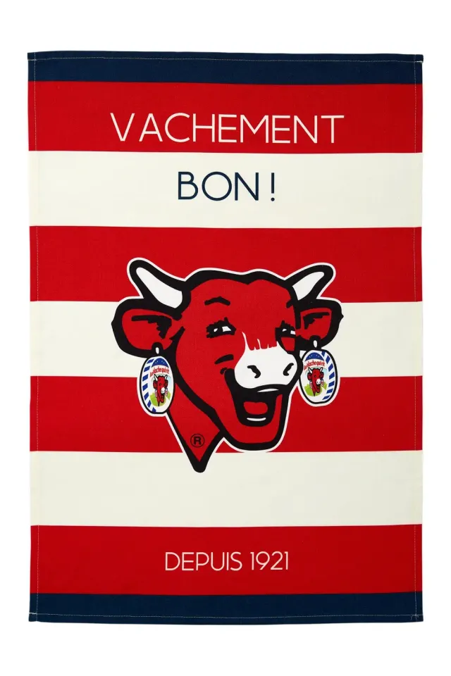 Coucke Laughing Cow Red Stripe kjøkkenhåndkle 50x75 rød bomull