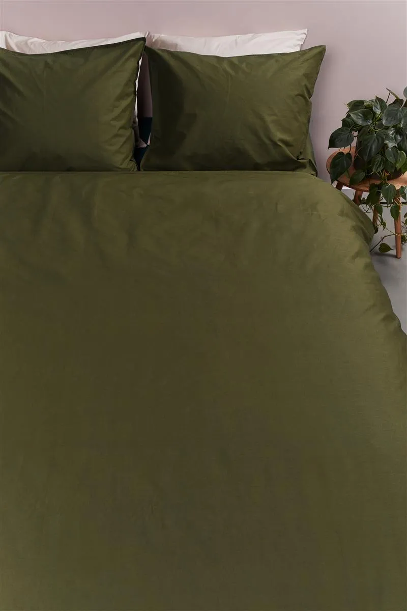 Ambiante Cotton Uni dynetrekk 140x200 olivengrønn bomull