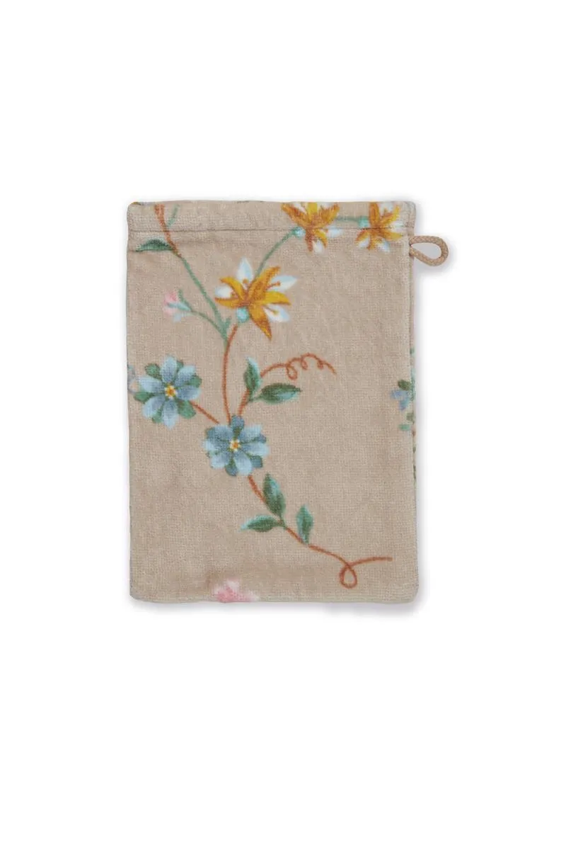 Pip Studio Les Fleurs badehåndkle 140x70 cm khaki bomull