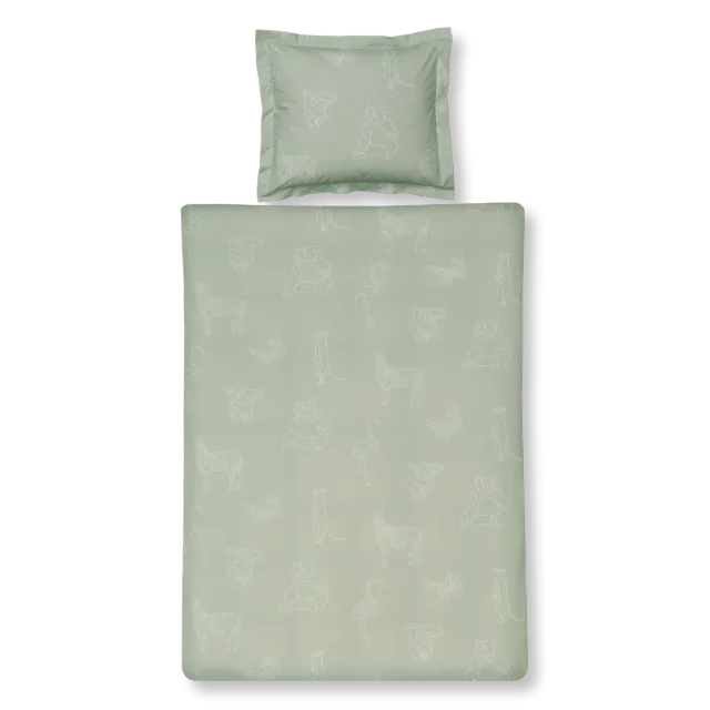 Vandyck Animal Kids sengetøy pale olive 140x200 bomull