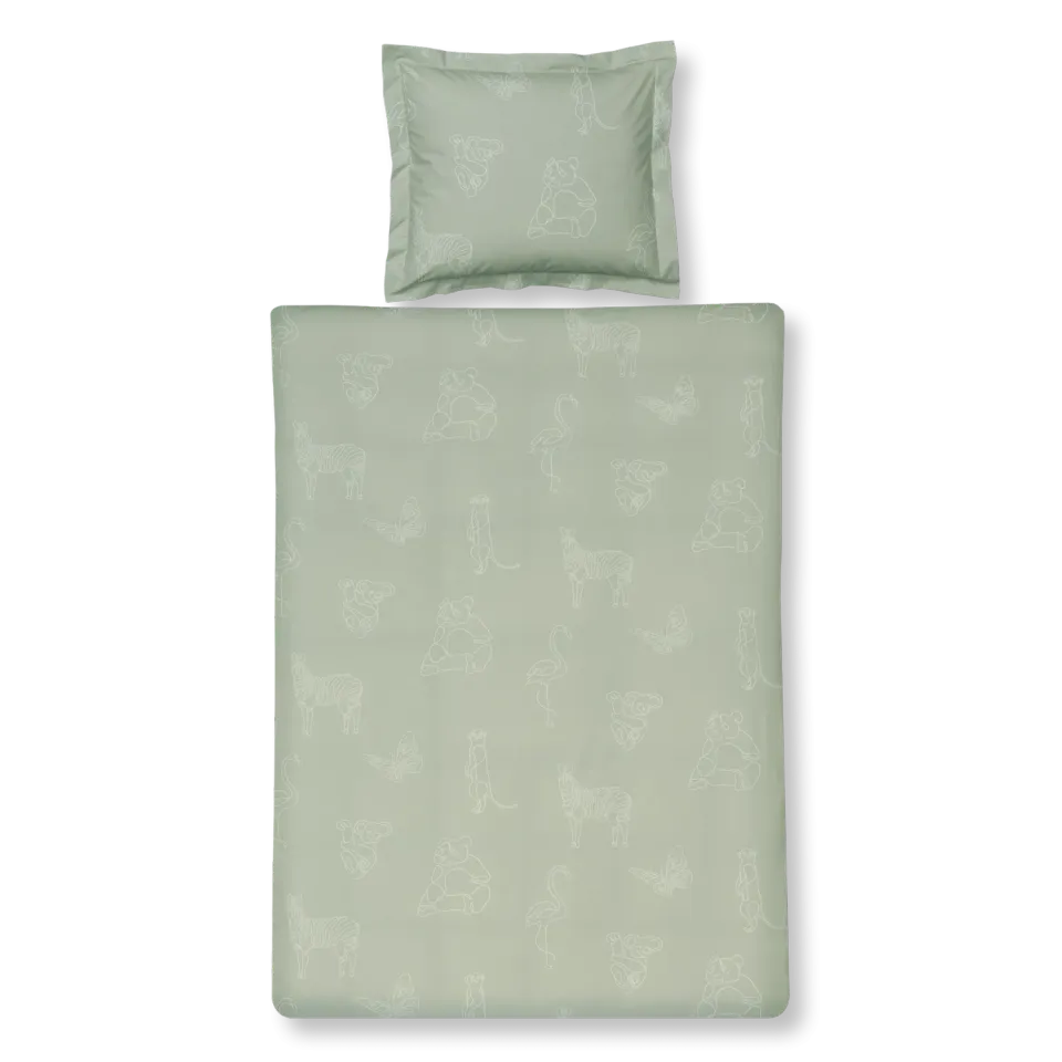 Vandyck Animal Kids sengetøy pale olive 140x200 bomull