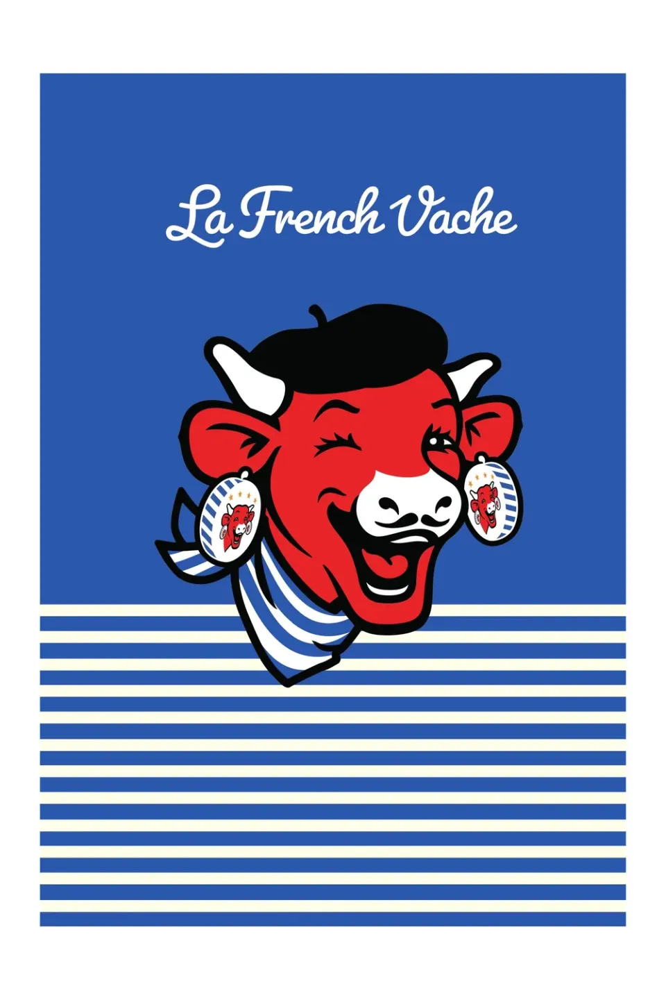 Coucke The Laughing Cow Blue Beret kjøkkenhåndkle 50x75 blå