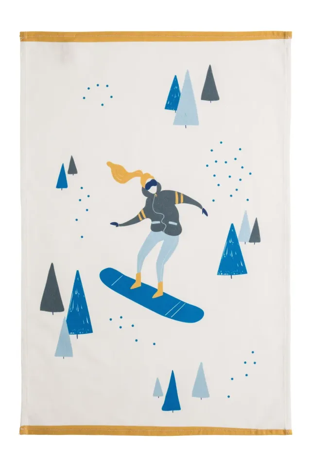 Coucke Snowboarder kjøkkenhåndkle hvit 50x75 cm bomull