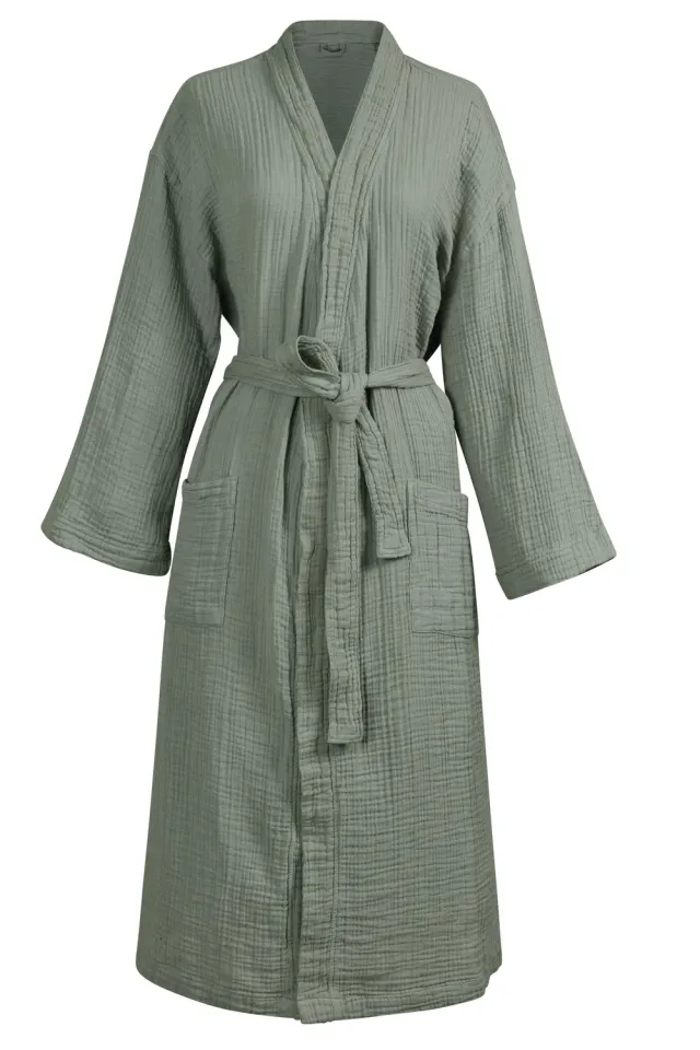 vtwonen Gentle Embrace morgenkåpe L/XL salvie bomull