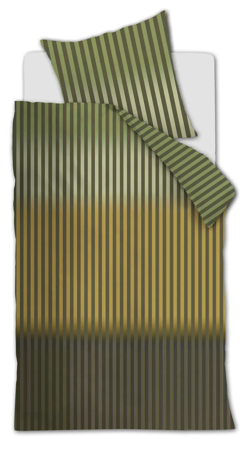 Beddinghouse Jonah dynetrekk 240x200 grønn stripet bomull