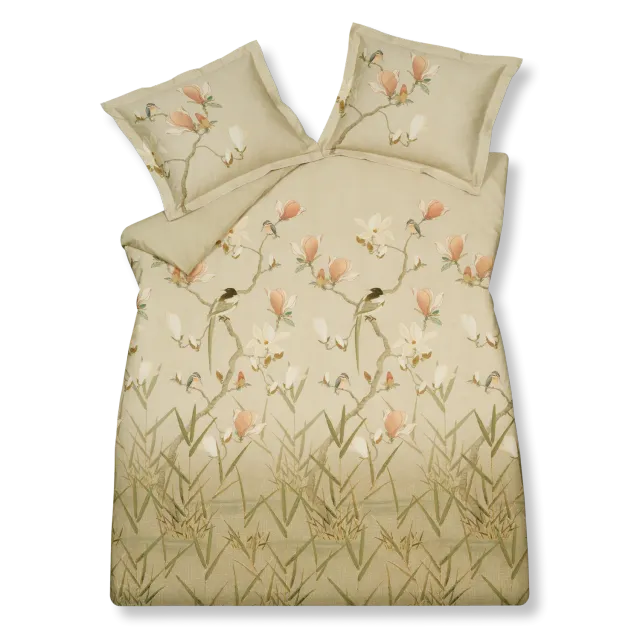 Vandyck Magnolia Sky sengesett natural 200x200 blomst