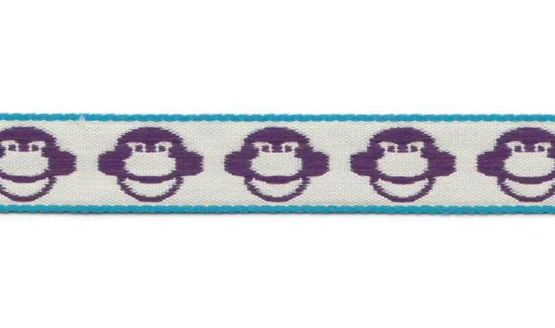 Aspegren Denmark Monkey pyntebånd lilla 1cm 3m bomull