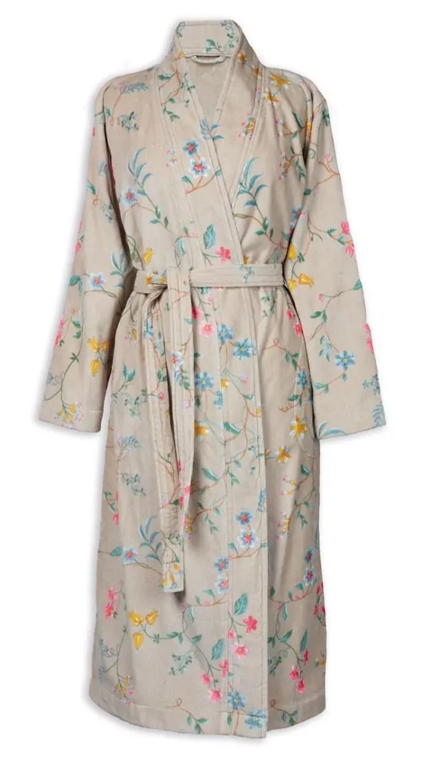Pip Studio Les Fleurs badekåpe L khaki bomull