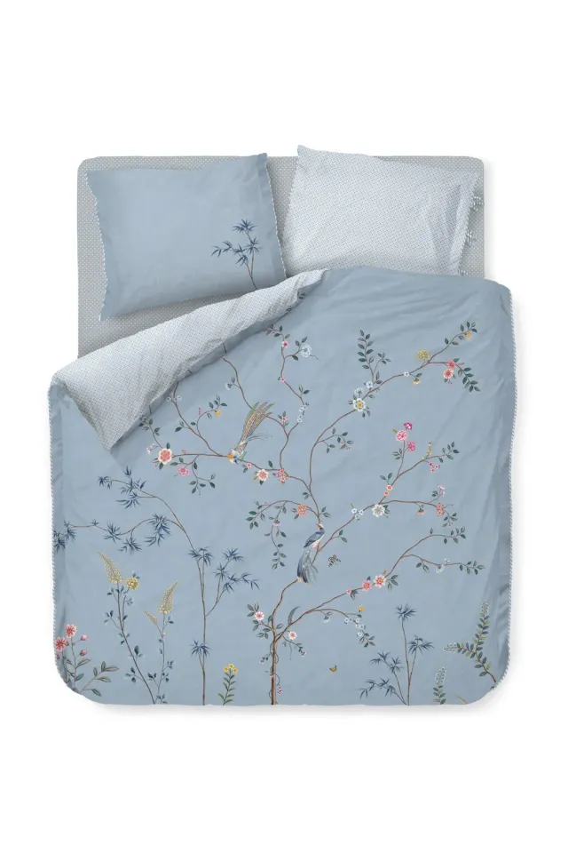 Pip Studio Bamboo Blossom dynetrekk lyseblått putetrekk crisp