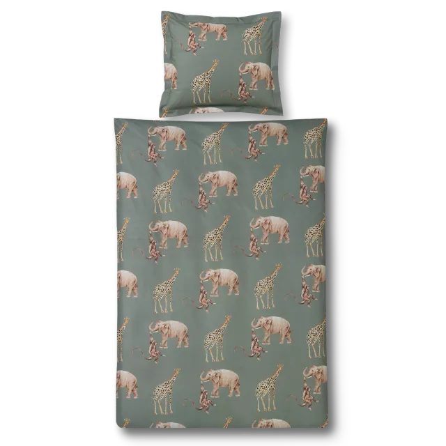 Vandyck Elephant Kids dynetrekksett oliv 140x200 bomull