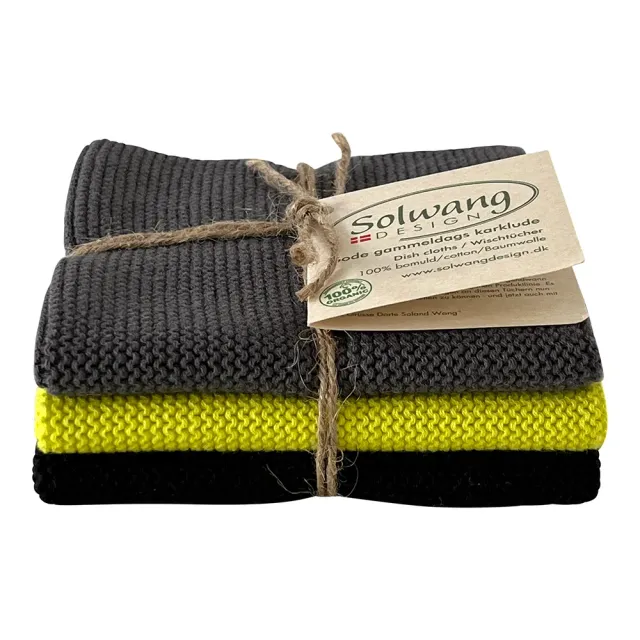 Solwang Design grå lemon sort karklut økologisk 3-pk