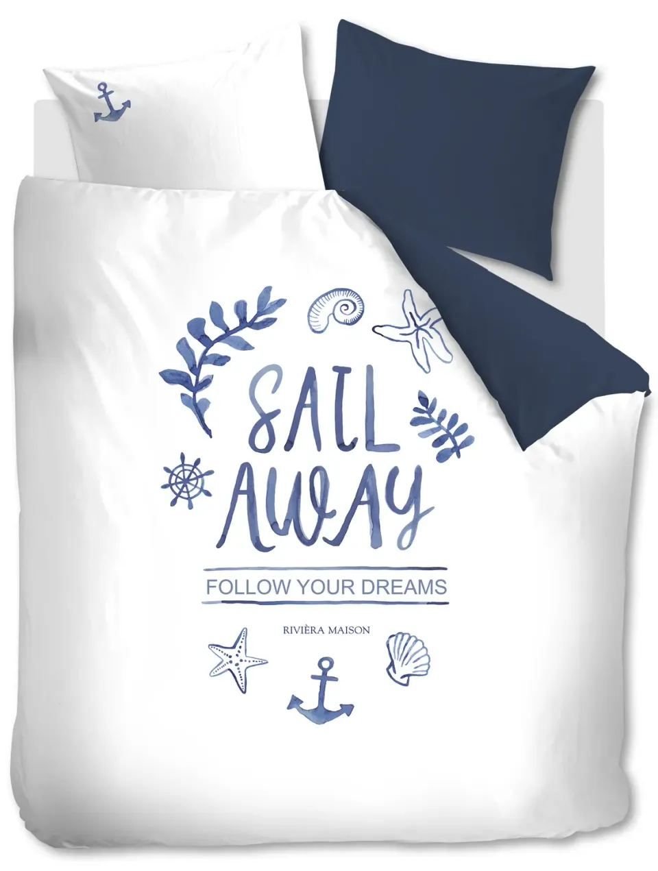 Rivièra Maison Sail Away dynetrekk 140x200 cm blå bomull