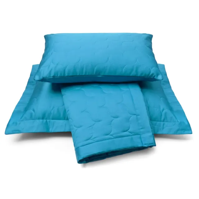 Vandyck Satin sengeteppe ocean blue sateng 180x260