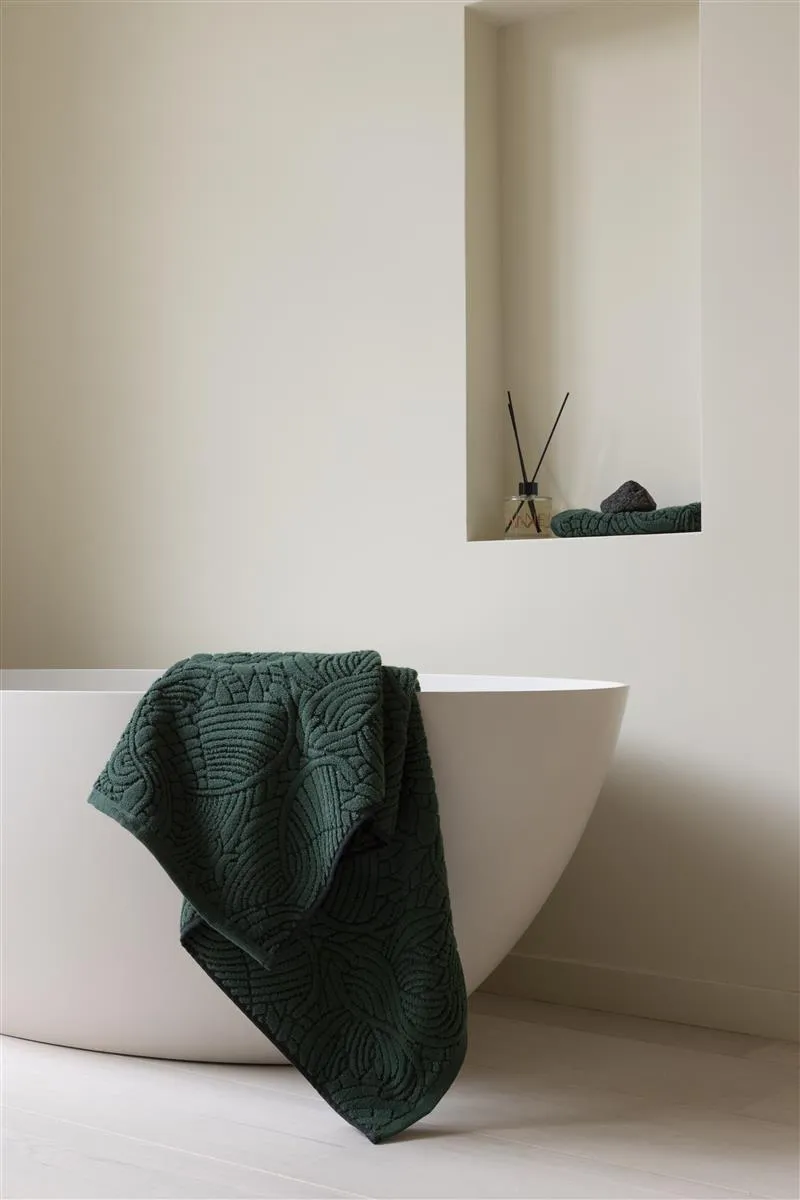 MOOOI Dodo Pavone badehåndkle 70x140 mørkegrønn jacquard