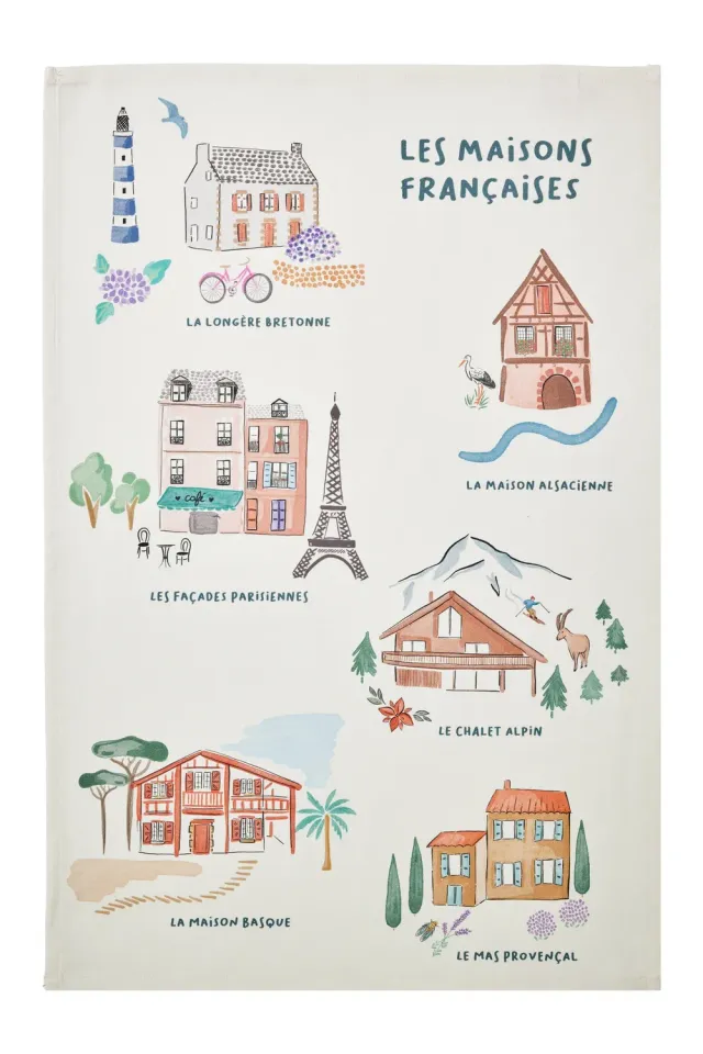 Coucke French Houses kjøkkenhåndkle hvit 50x75 cm bomull