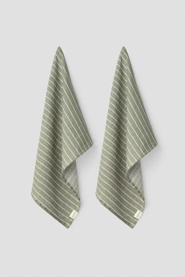 Hellstrøm Kjøkkenhåndduk lin grønn 2-pk 50x70 cm