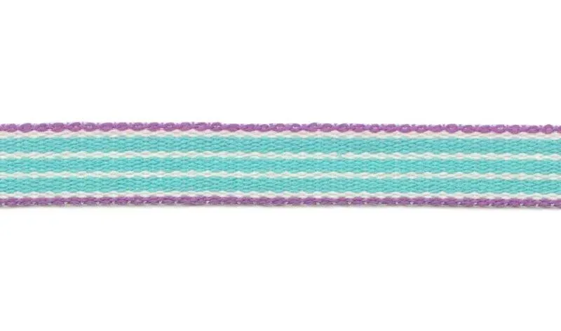 Aspegren Stripe pyntebånd turkis 1cm 25m bomull