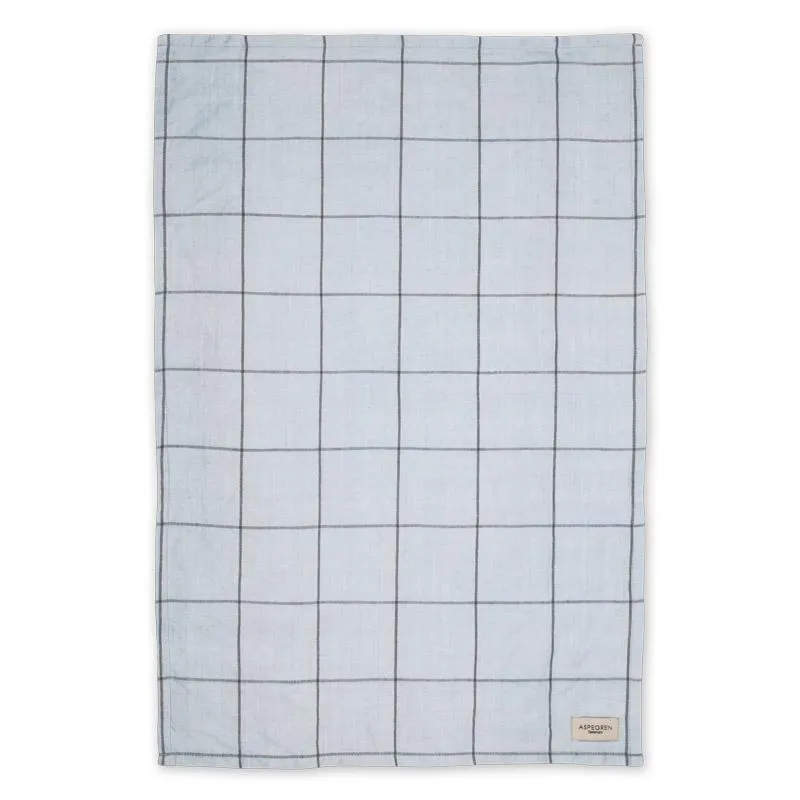 Aspegren Denmark Squares tehåndkle pearl blue 50x70 linblanding