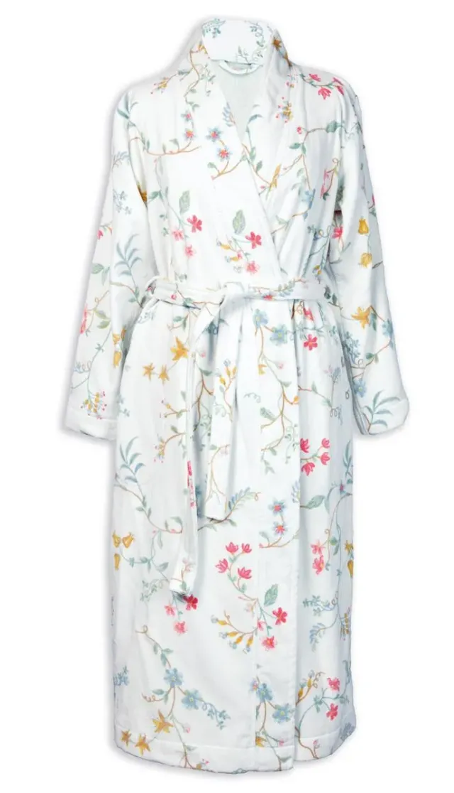 Pip Studio Les Fleurs badekåpe hvit blomster bomull